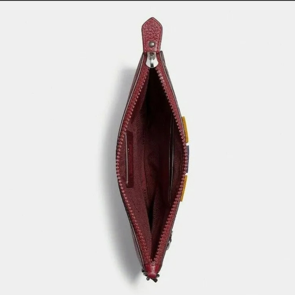 Coach Charlie Pouch with Horse and Carriage Print and Varsity Stripe Deep Red - Picture 2 of 6